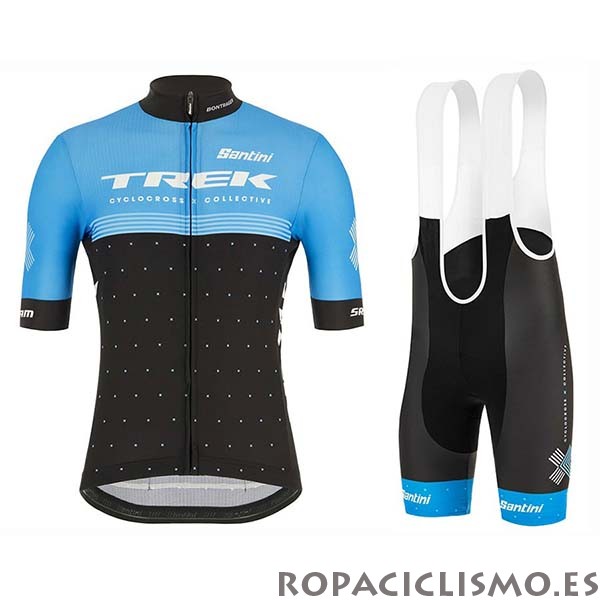 2020 Maillot Trek Negro Tirantes Mangas Cortas Azul